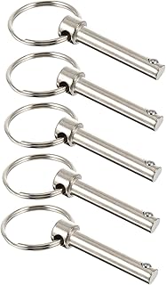 TEHAUX 5pcs Ring Pin Stainless Steel Boats Accessories Hanger Hook Bimini Shipbuilding Locking Pin Carbon Steel Coupler Pin Safety Pin Steel Hook up Silver Bimini Pin Bimini Tops Pin