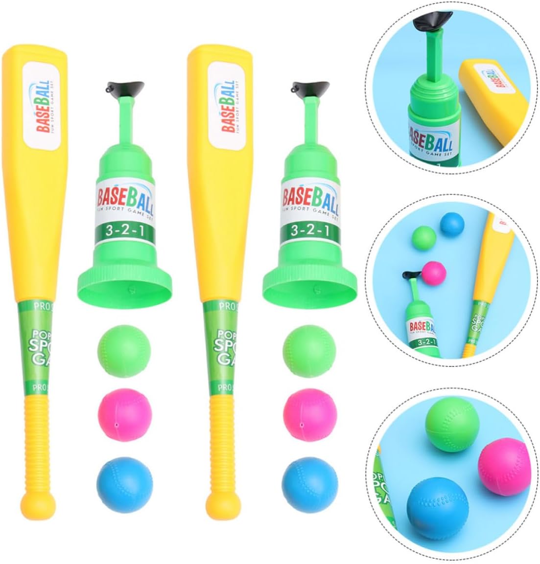 Outdoor Baseball Set with 2 Lightweight Abs Bats, 2 Pitching Machines, and 2 Balls, Smooth Surface Sports Equipment for Baseball Training and Outdoor Play Random Color