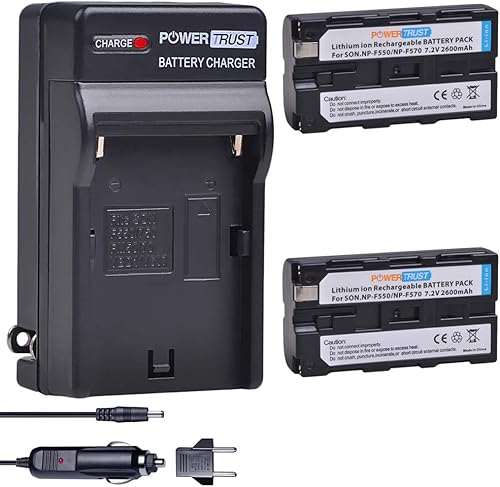 Paquete de 2 baterías NP-F550NP-F570 y cargador rápido para Sony NP-F330 NP-F530 NP-F570 NP-F730 NP-F750 Hi-8 GV-D200 D800 TRV81 CCD-SC55 CCD-TRV81