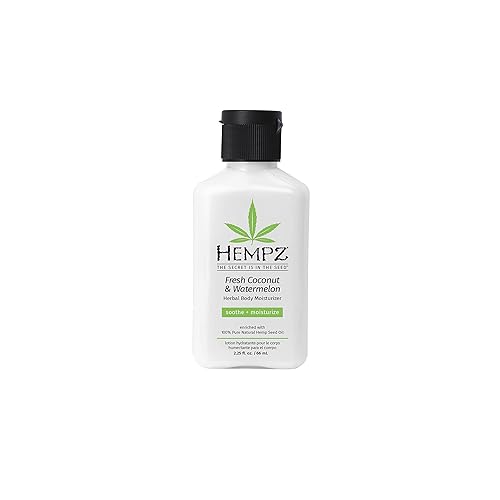Hempz Crema hidratante corporal herbal, blanco perla, coco frescosandía, 2.25 onzas