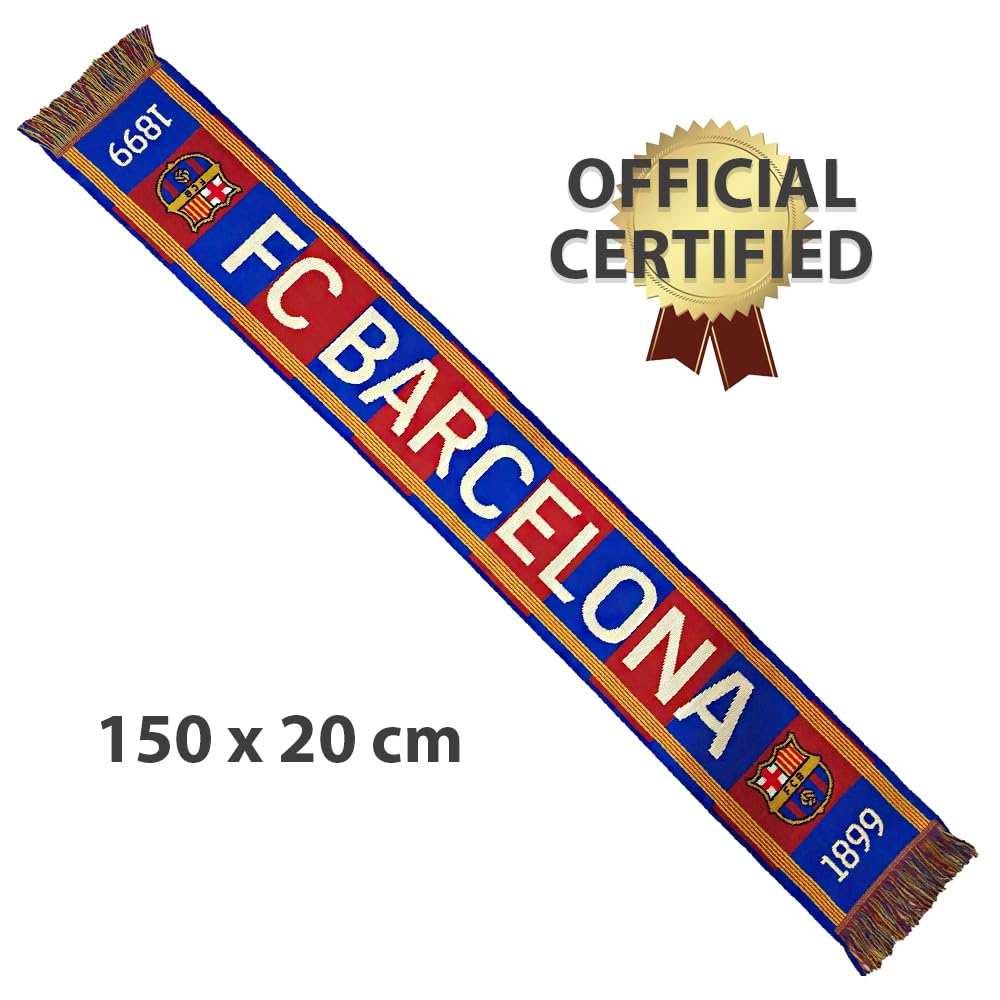 Bufanda, Bandera Gorro Oficiales de Equipos de Fútbol, Equipación Oficial Fútbol, Regalo de Equipo de Equipación (FR/ES, Letras, Talla única, Bufanda, Barcelona)