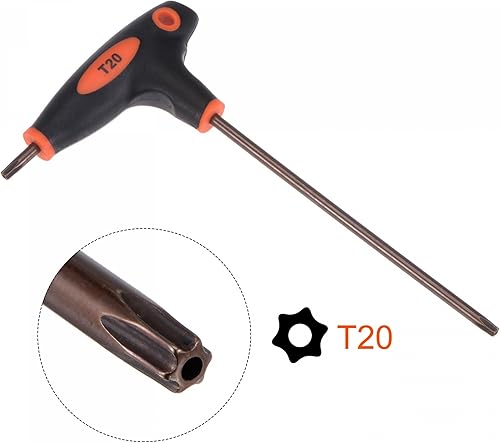 Miniatura 3 de uxcell Llave Torx a prueba de manipulaciones T20 con mango en T de doble extremo, acero S2