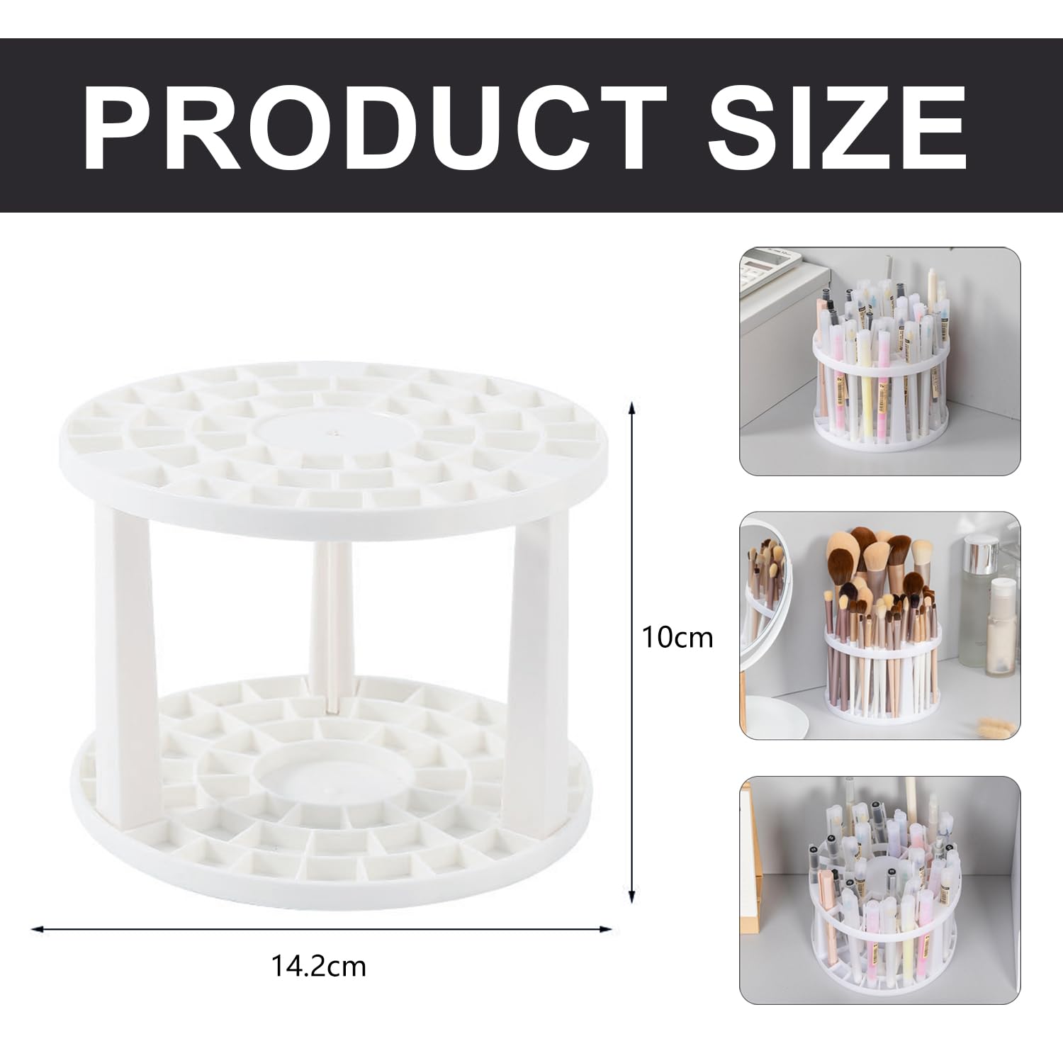 Brush Organiser, Brush Holder, Cosmetic Makeup Brush Holder, 49 Compartments, Makeup Brush Container - Image 2