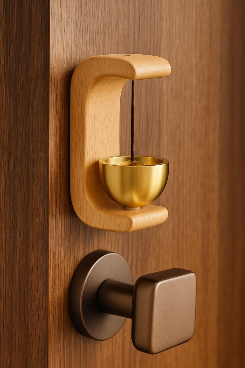 Windwarrior Wooden Door Chime with Brass Bell | Vintage Wall Hanging Door Bell for Home Entrance | Handmade Decorative Dopamine Wind Chime for Positive Vibes & Good Luck | Indoor Outdoor Use-image-5