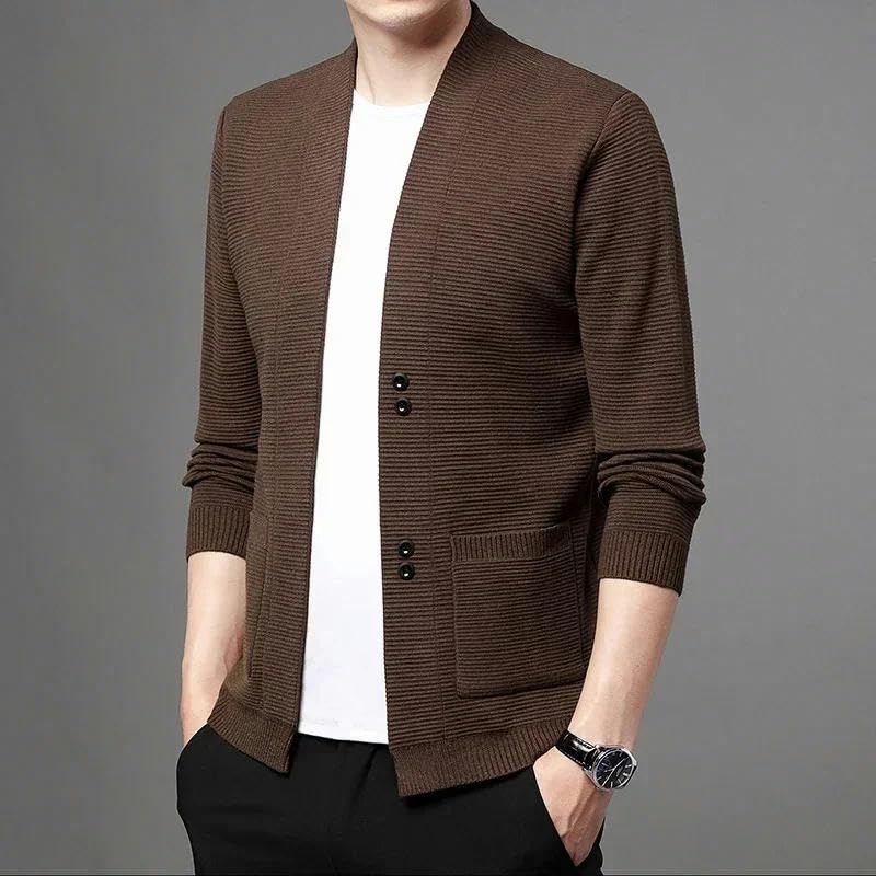 Knitted Cardigan Men's Cardigan Pocket Button Casual Cardigan Tops Men's Knitted Sweater4