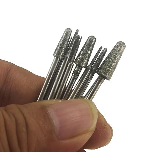 Luo ke 10 piezas de brocas de diamante en forma de cono con punta esférica, brocas de piedra para tallado de 3/32'' de vástago para herramientas