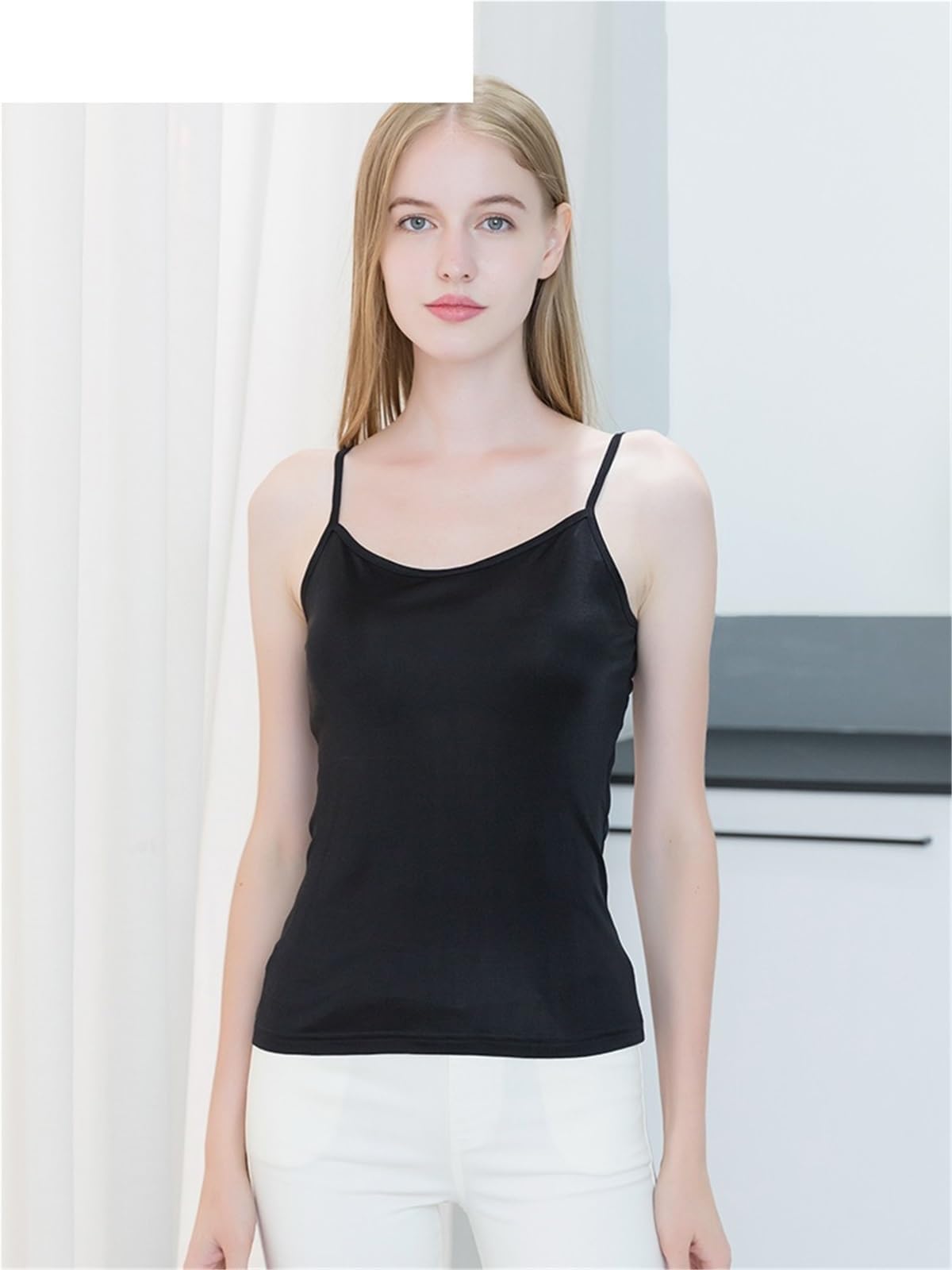 Camisolas de Seda for Mujer, Mezcla de Seda auténtica, cómodas y básicas, Camisetas Ajustables for Primavera y Verano. para Uso Diario, Viajes