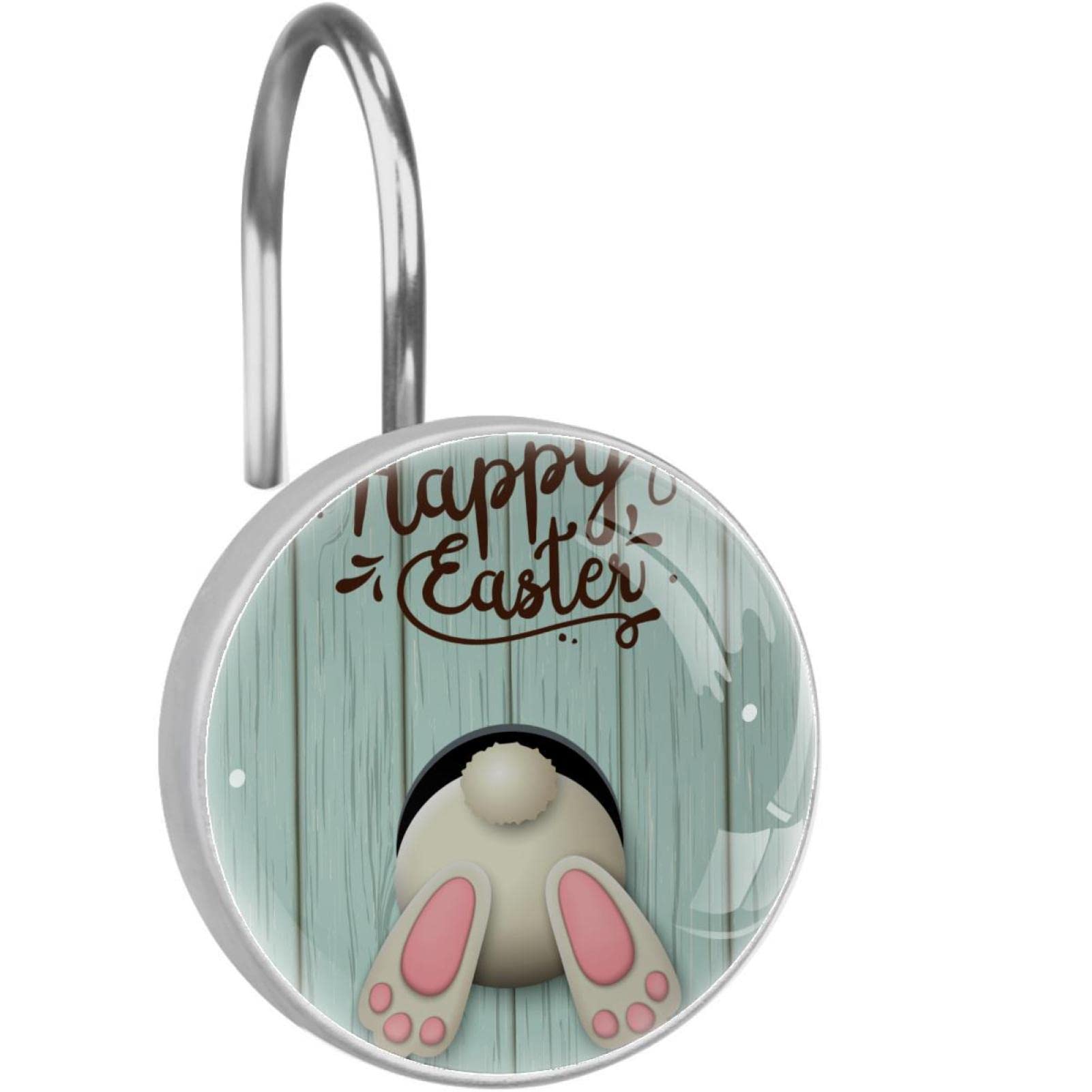Crochets de rideau de douche lapin x12 pour tringles de salle de bain