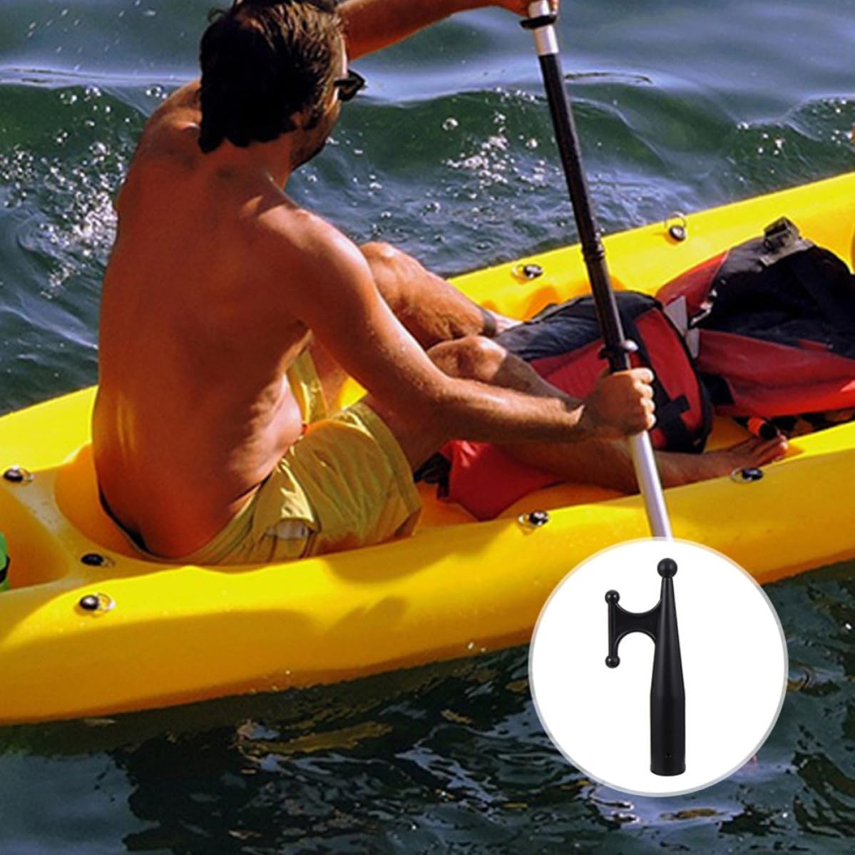 VOSAREA 2pcs Nylon Boat Hook Attachment for Broomstick and Boat, Sturdy Floating Hook in Black, Sturdy Replacement End for Mooring and Hanging Objects, Suitable for Home and School Use