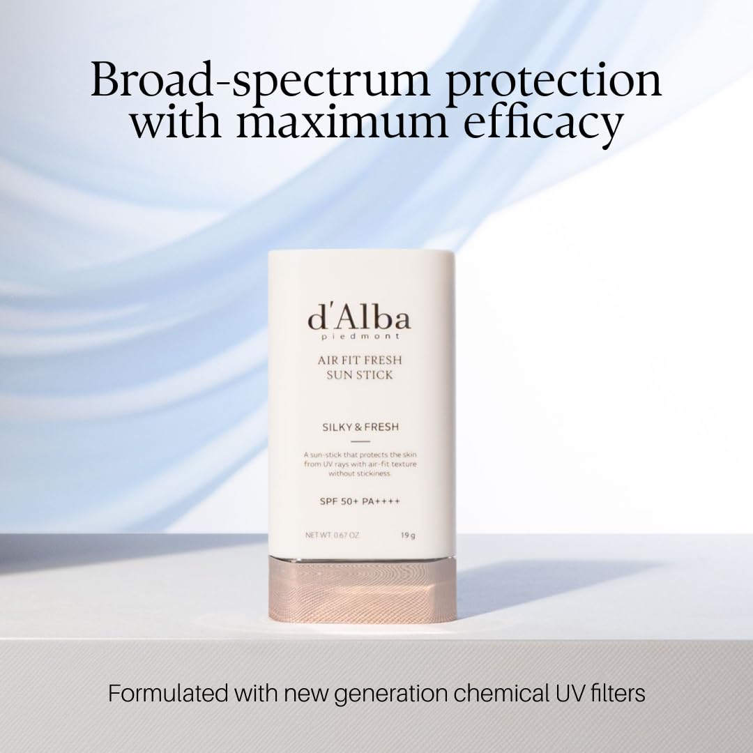 d'Alba Air Fit Fresh Stick SPF50+ PA++++, Vegano, No Pegajoso, Acabado Sedoso y Empolvado, Protección Solar Portátil, Cuidado de la Piel Coreano, 19 g / 0.67 oz - 4