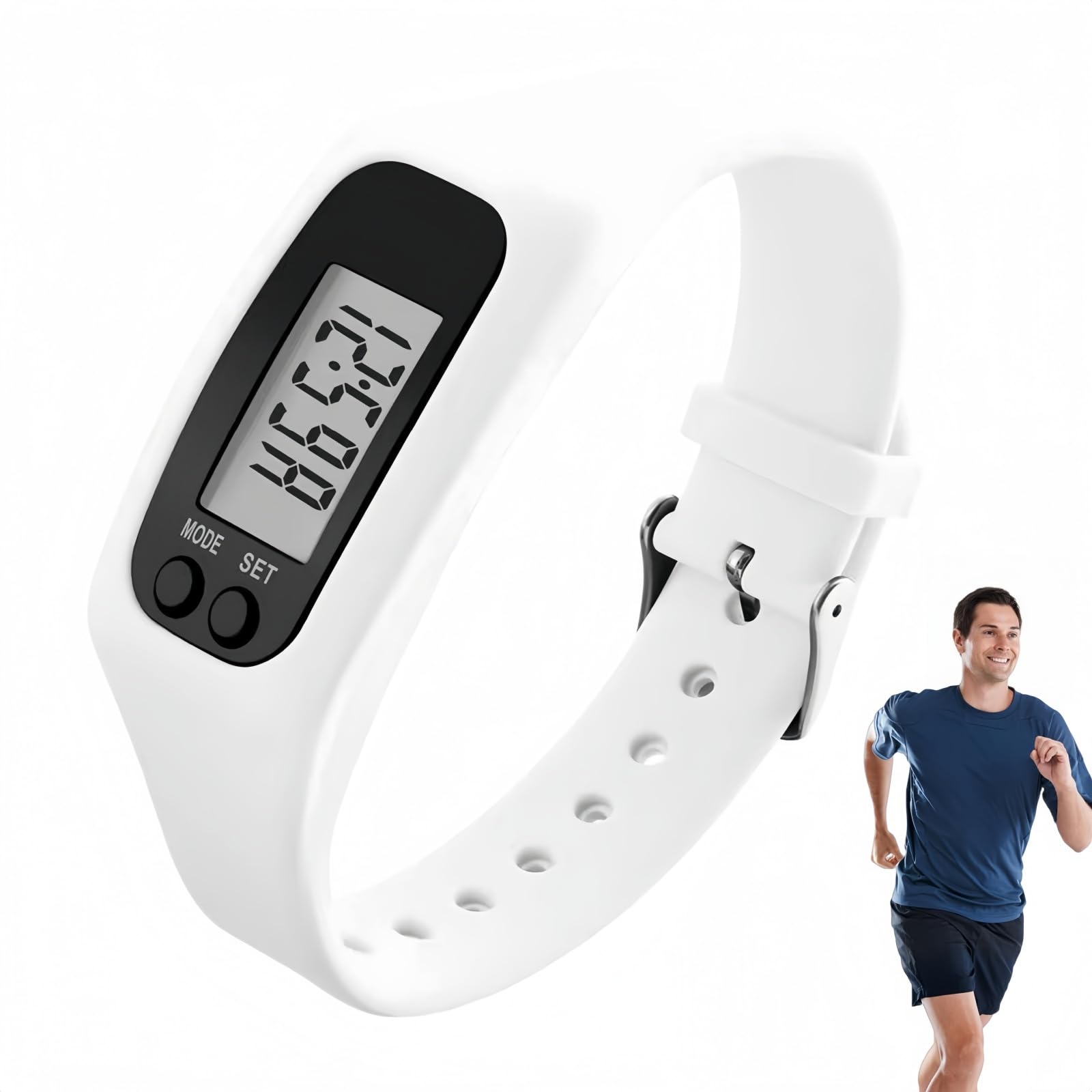 Step Counter Watch,Pedometer Step Counter for Walking,Electronic Pedometer Bracelet Wristband for Men Women,Pedometer Step C/ounter Watch,P/edometer Bracelet,Track Steps Walking P/edometer(White)