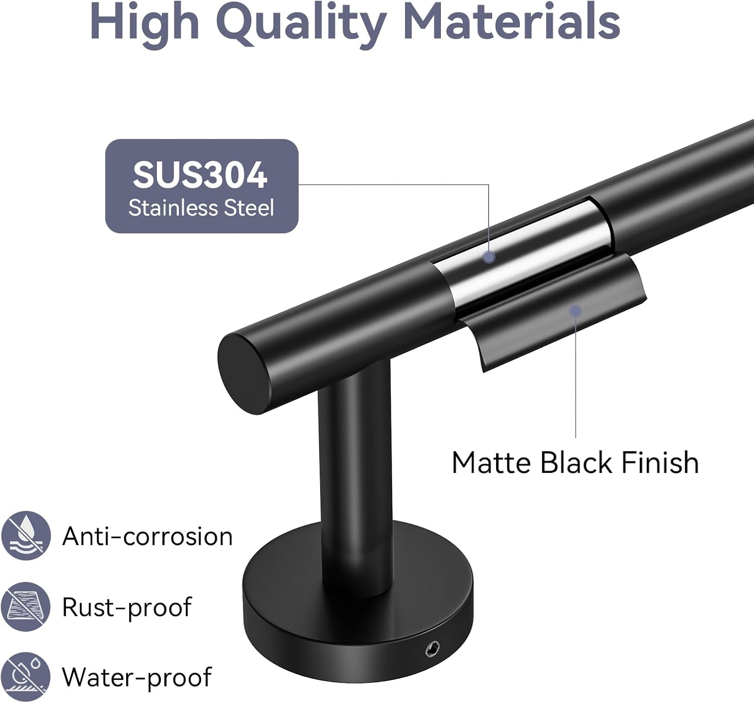 Matte Black Towel Bar, 30 Inch Towel Rack for Bathroom Wall-Mounted image 3