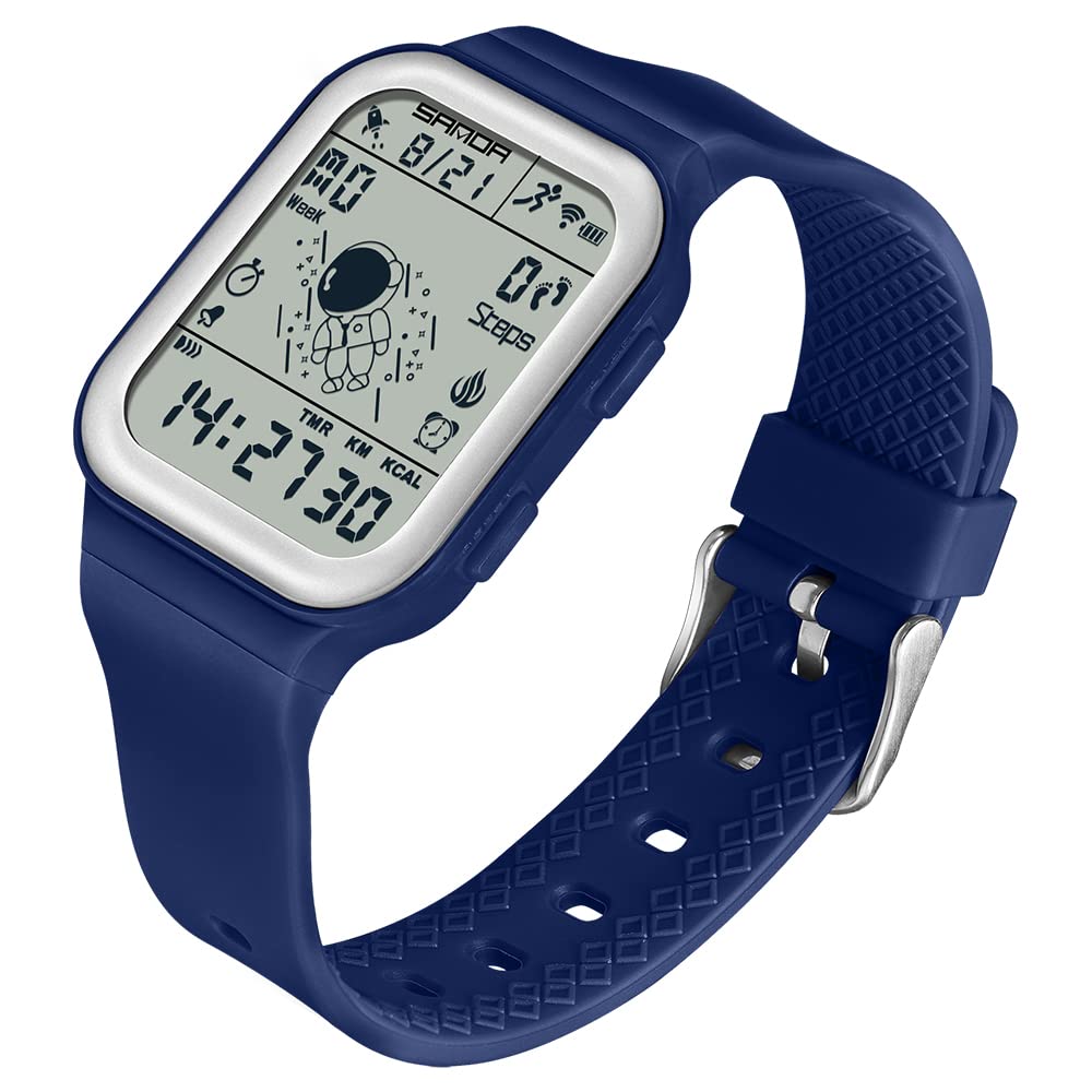 XCZAPUnisex Electronic Watches for Men Women 50M Waterproof Sports Digital Wristwatch Silicone Strap Chronograph Watch Rectangular Watch