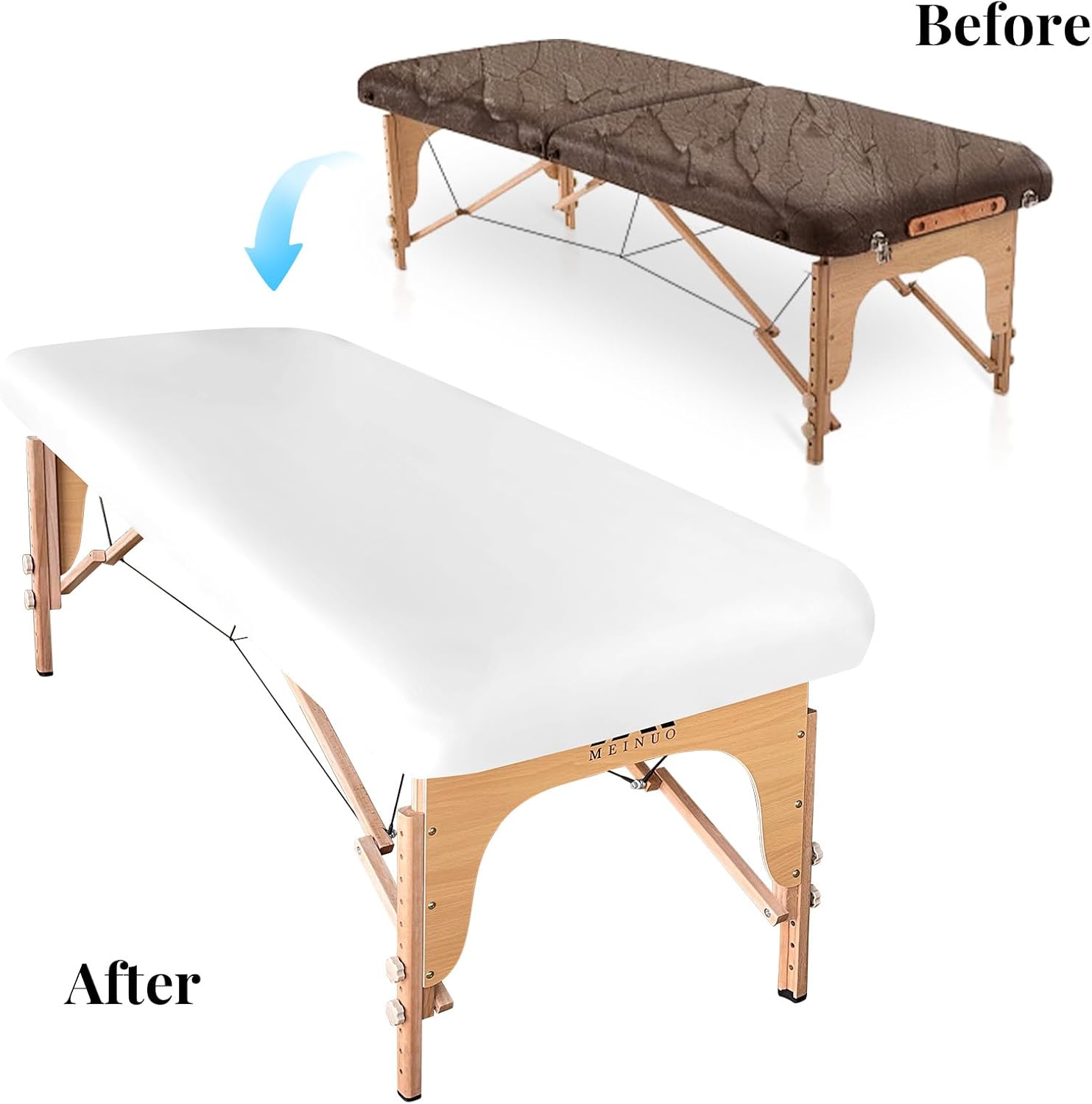 PU Leather Massage Table Cover Wipeable Vinyl Massage Spa Bed Cover Waterproof & Oilproof Lash Bed Covers Fitted 32" Wide (Pure White, 1 PCS)