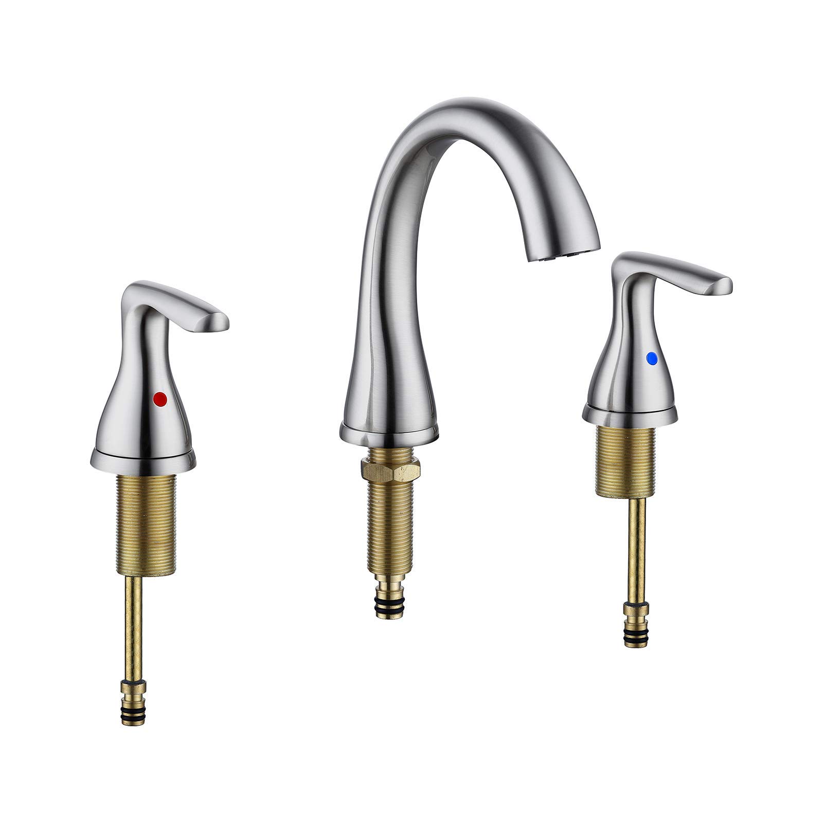 Mitigeur de lavabo 4 pouces en nickel brossé avec 2 poignées et 3 trous eau chaude et froide