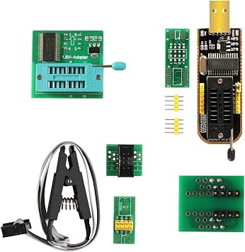 ACEIRMC SOIC8 SOP8 Test Clip For EEPROM 93CXX / 25CXX / 24CXX + CH341A 24 25 Series for EEPROM Flash BIOS USB +1.8V Adapter + Soic8 Adapter Programmer Module Kit (1 sets)