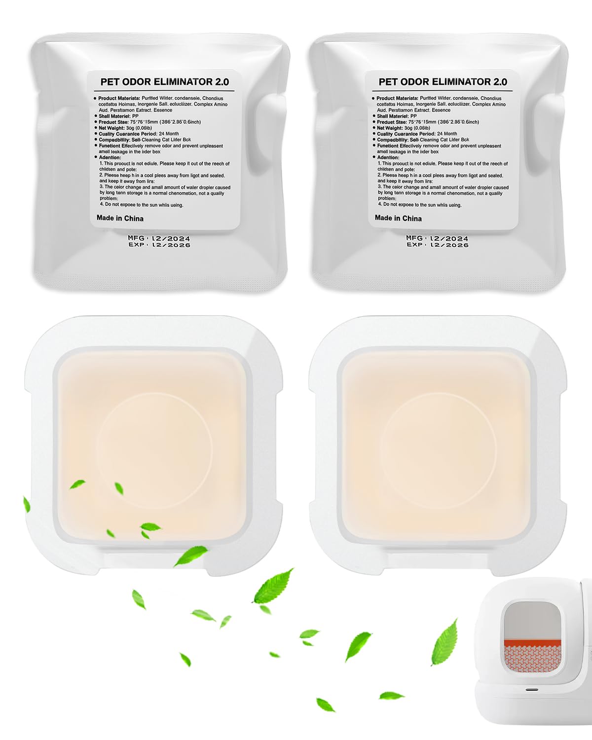 N50 2.0 Litter Box Deodorizer Compatible with PuraMax / PuraMax2 & MAX PRO Automatic Self Cleaning Cat Smell Odor Eliminator Refill, Upgraded Pet Litter Deodorizer for Home Toilet Odor Control, 4-Pack