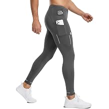 Compression Pants Men Quick Dry Running Tights with Pockets for Workout Gym | 360Reflective Night Safe,Upgraded Compression Support,Bounce-Free Waist Storage,UPF 50+ 4-Way Stretch,No-Slip Activewear