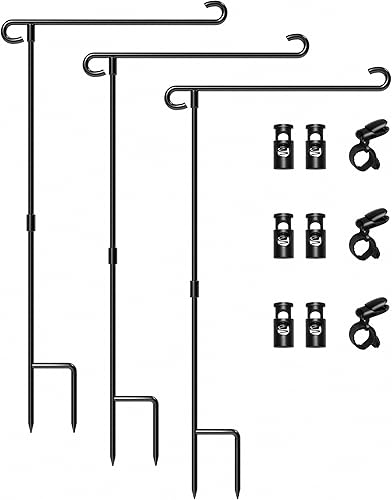 Miniatura 15 de HOOSUN Soporte para bandera de jardín, soporte de bandera de patio para banderas pequeñas de 12 x 18, letrero de jardín con estacas para exteriores