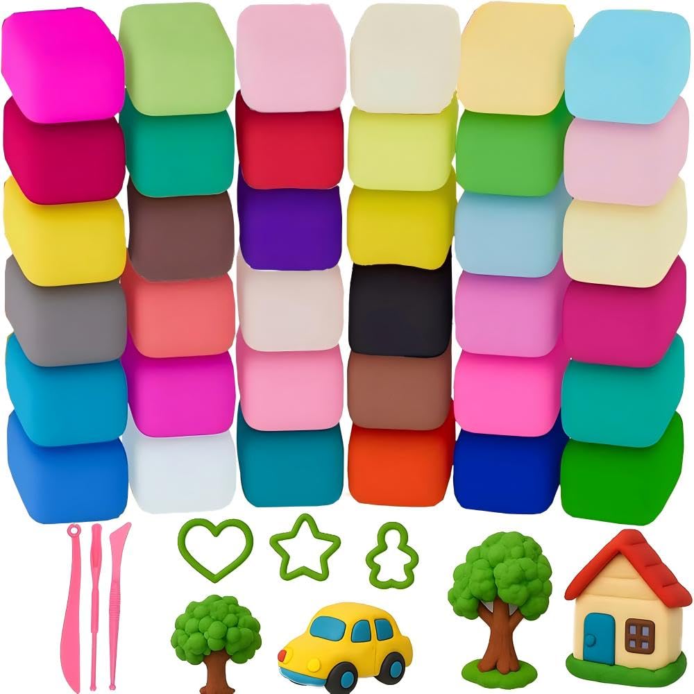 Air Dry Clay  36 Colours Modelling Clay for Kids & Adults | Soft Air Dried Clay, No Baking Required | Safe DIY Craft Kit for All Ages