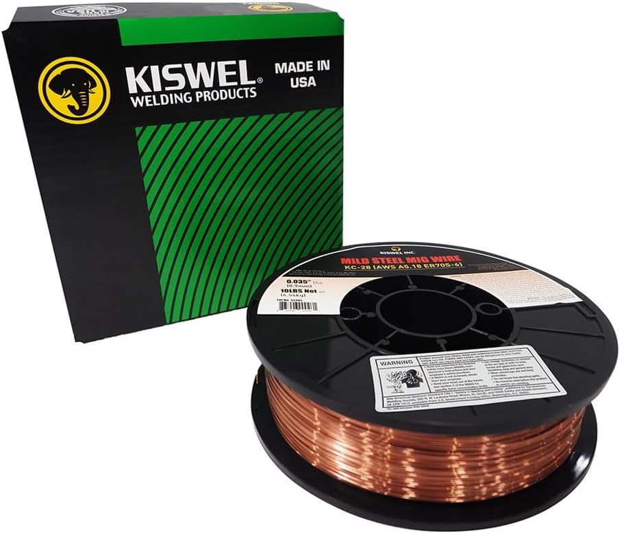 (Processed in USA) Kiswel KC-28 ER70S-6 0.035 in. Dia 2 lbs. Mild Steel Mig Copper Coated Solid Wire Gas Metal Arc Welding Wire Spool