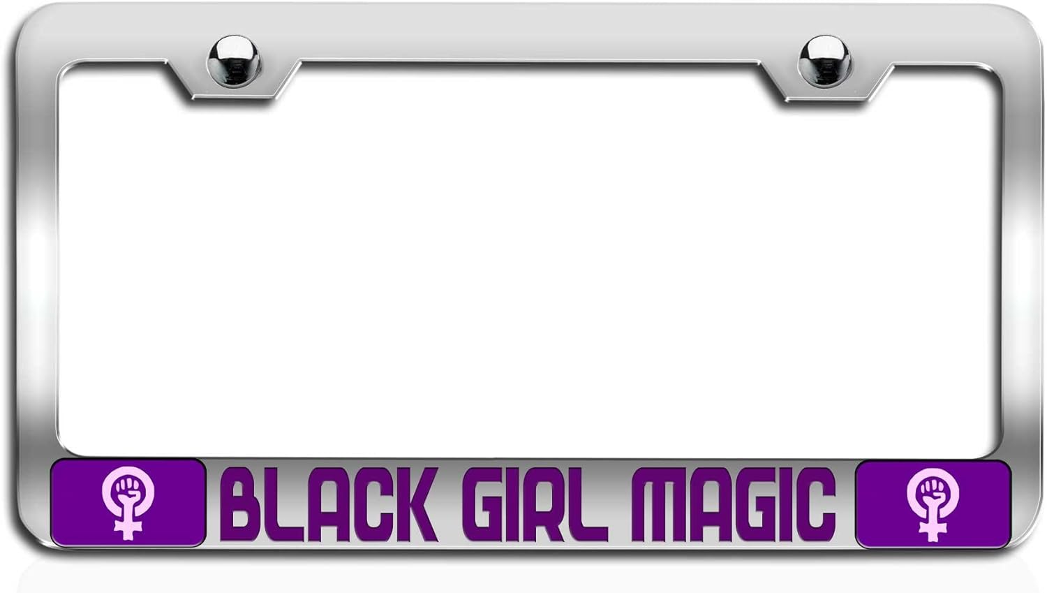 Makoroni - Black Girl Magic Feminism Girl Power Ch Steel Auto SUV License Plate Frame Tag Holder