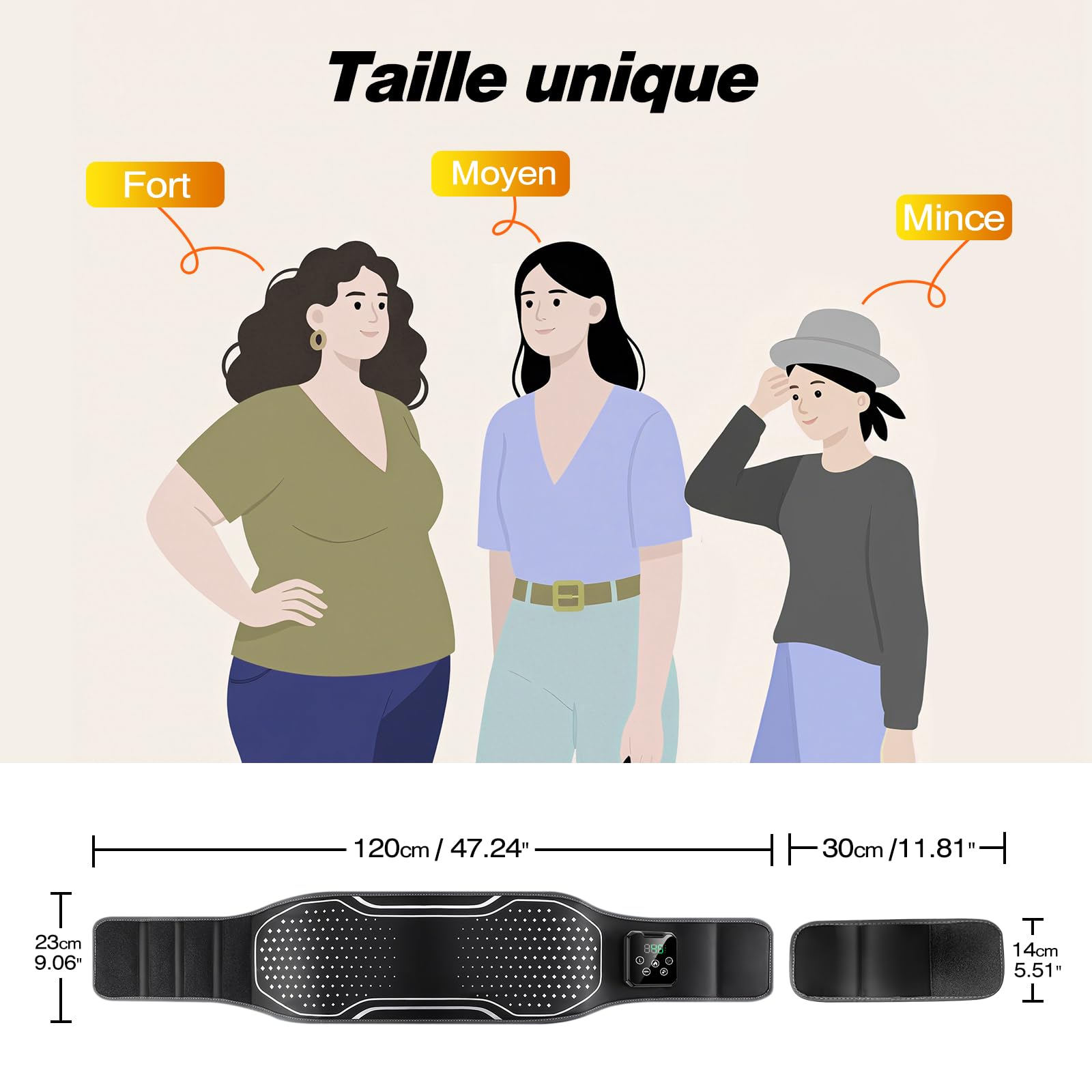 Ceinture Chauffante et Massante Lombaire Sans Fil – Coussin Chauffant avec 3 Modes Airbag et 4 Niveaux de Température pour Soulager les Douleurs Lombaires, Sciatique et Stress Quotidien