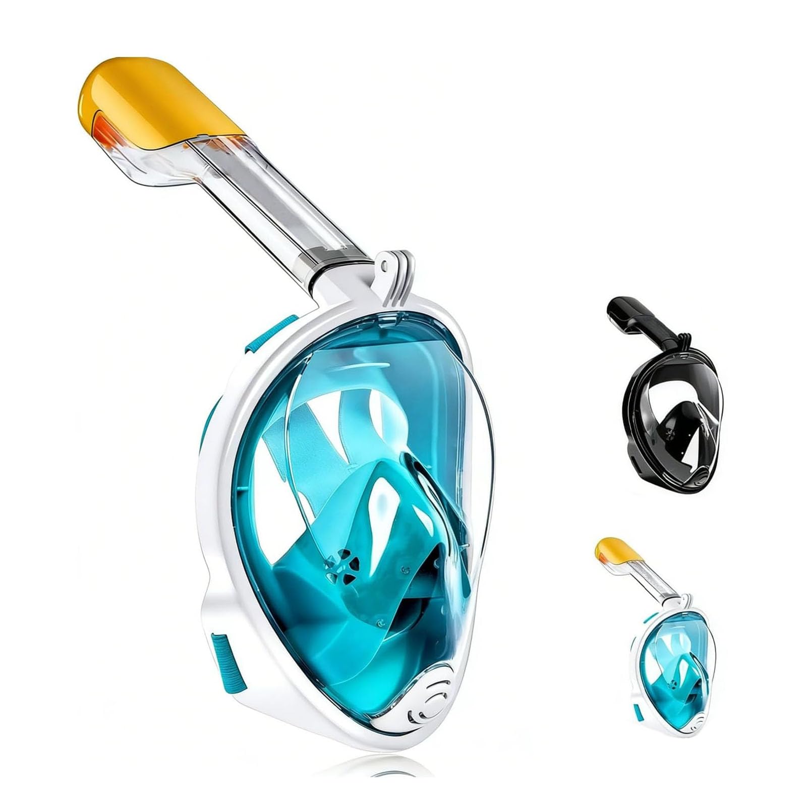 Snorkel Mask Full Face, 180°view Snorkeling Gear with Panoramic Design- Sports Camera Compatible, Diving Mask with Anti-fog and Anti-leak Technology for Adults and Kids (Green, L-XL)