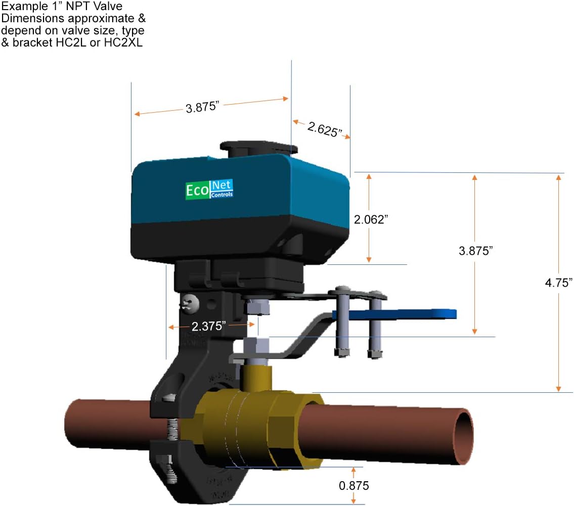 EcoNet Controls EVC200-HCSML The Bulldog Valve Robot, Z-Wave Water Valve, Smart Home Controller Required, Easy to Install and No Plumbing Required, Valves up to 1.5"