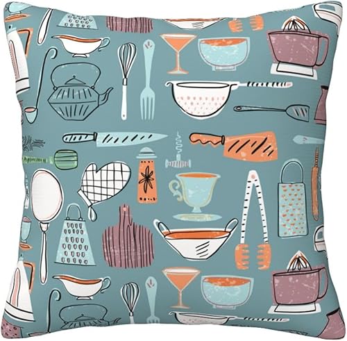 Miniatura 7 de Fundas de almohada de 16 x 16 pulgadas, juego de utensilios de cocina decorativos, fundas de cojín decorativas para sala, fundas de almohada lindas