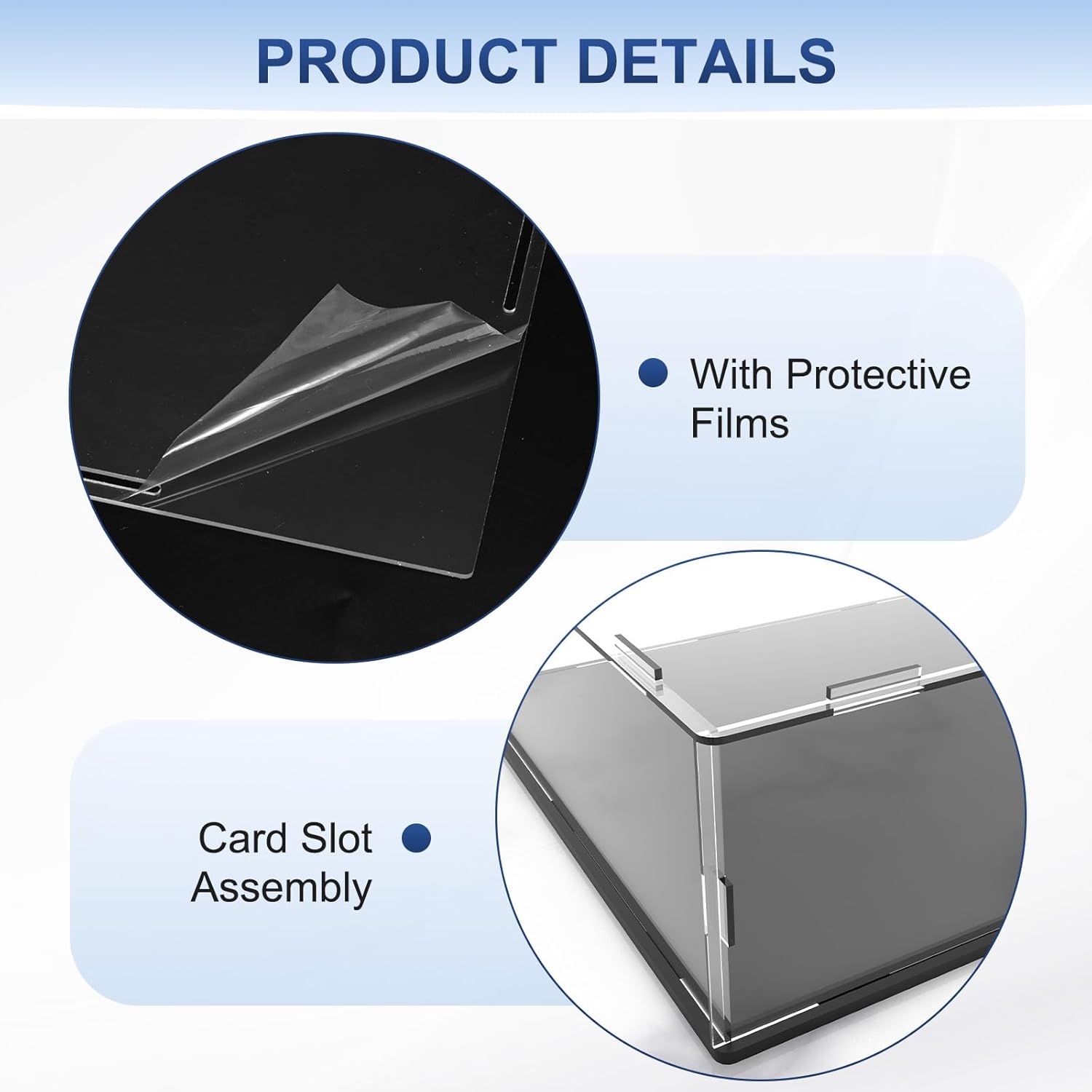 1-Pack Acrylic Display Case, 3.9x3.9x3.9 Inch/10x10x10cm Acrylic Clear Display Case Box with Black Wooden Base for Collectibles, Dustproof Showcase [Black, Clear]