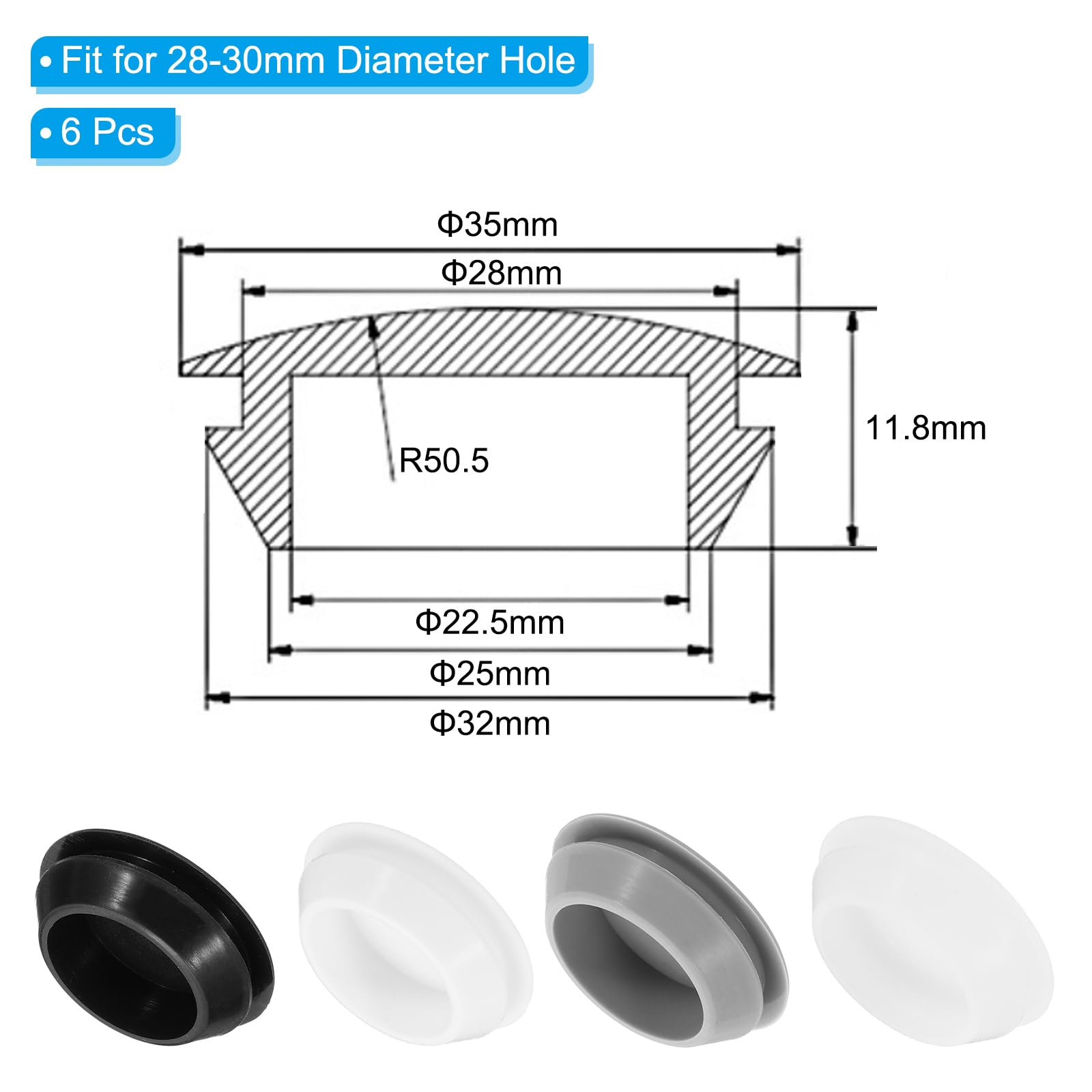 PATIKIL Rubberen doppen met een diameter van 14 mm, 8 stuks ronde siliconen rubberen doppen voor gaten van 13-14 mm, zwart PATIKIL Rubberen doppen met een diameter van 14 mm, 8 stuks ronde siliconen rubberen doppen voor gaten van 13-14 mm, zwart
