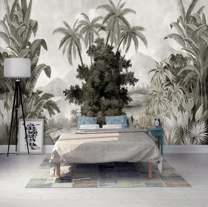 Papier peint européen rétro forêt pour mur de chambre à coucher