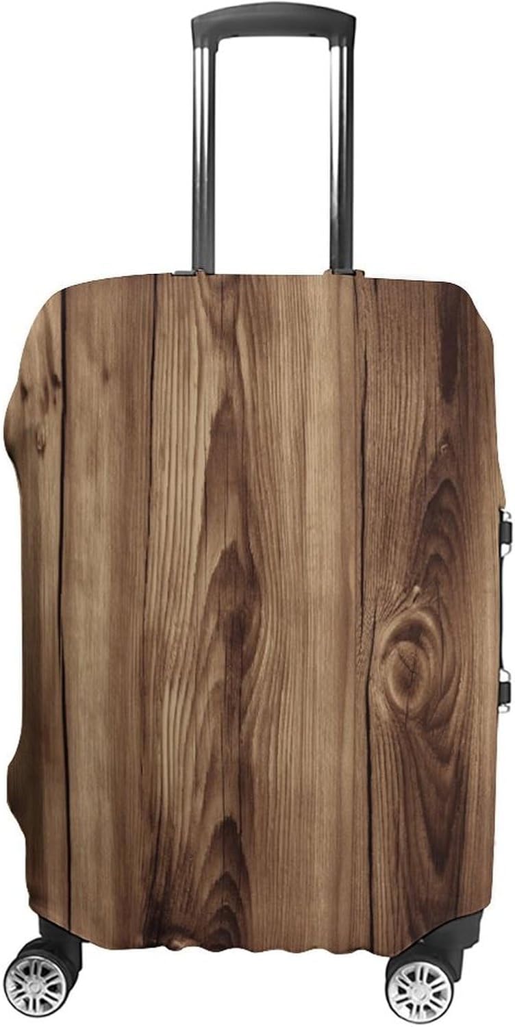 Wood Grain Luggage Cover Fashion Suitcase Protector Anti-scratch Suitcase Cover Protector Travel Luggage Covers Protector Washable Baggage Covers Fits 19-32 Inch Case XL