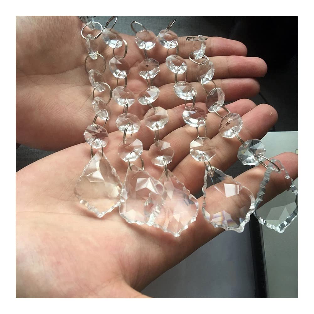 JUIYU Garden Suncatchers 10Pcs Handmade Crystal Chain Chandelier Glass Maple Crystal Lamp Prism Pendant Sun Catcher Bead Curtain Wedding Decor 16CM/6inch Handmade Pendant Necklaces