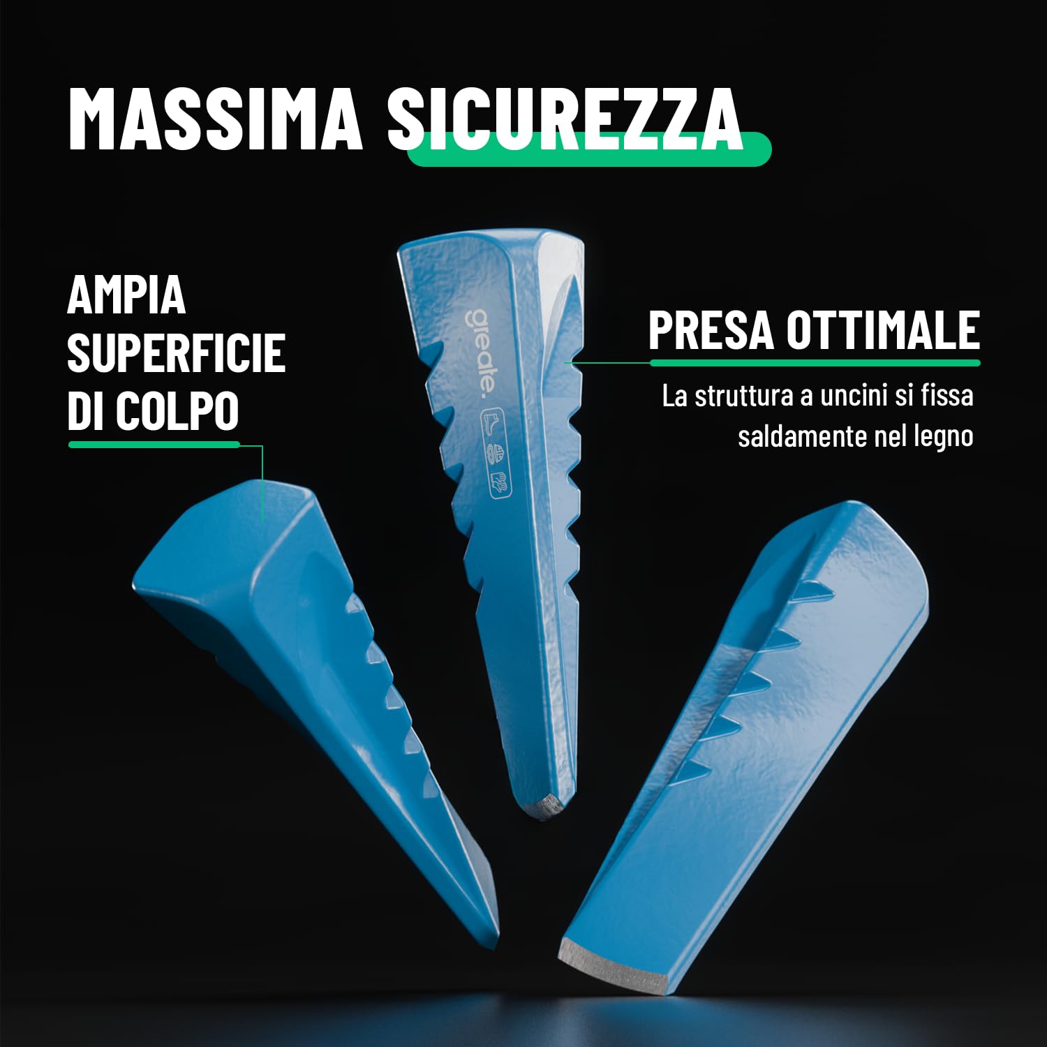 greate Cunei spaccalegna Manuale in Acciaio - Cuneo per spaccalegna Resistente all’Usura e Durevole in Acciaio C45 - Cunei spaca Legna