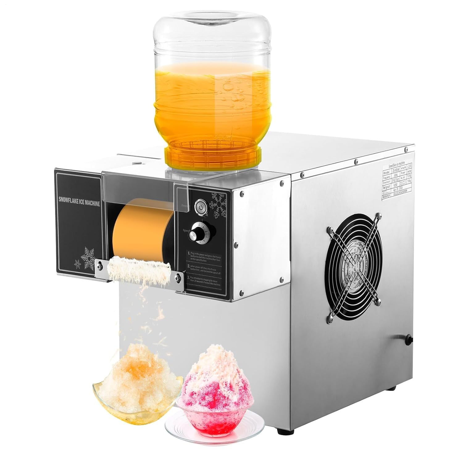 Shaved Ice Machine, Home/Commercial Korean Snowflake Ice Machine, Snow Cone Shaver, Luftkühlung für Desserts Shops, Food Truck, Restaurant, Milktea Shops, Etc