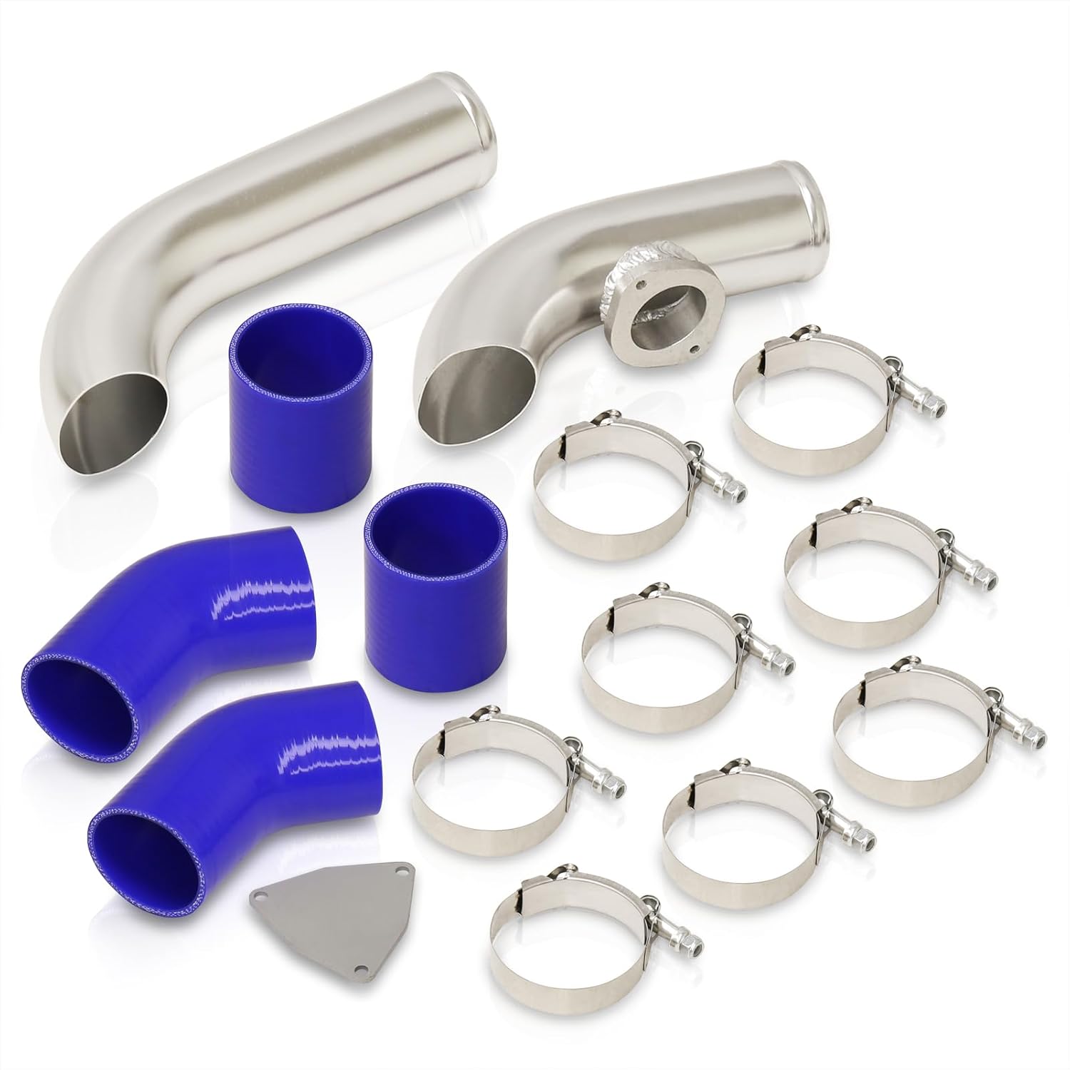 AJP Distributors Turbo Intercooler FMIC Aluminum Piping Kit + BOV SQV SSQV Flange + T-Bolt Clamps Couplers Set Compatible/Replacement For Neon SRT-4 SRT4 2.4L Turbocharged 2.4 EDV EDT 2003 2004 2005