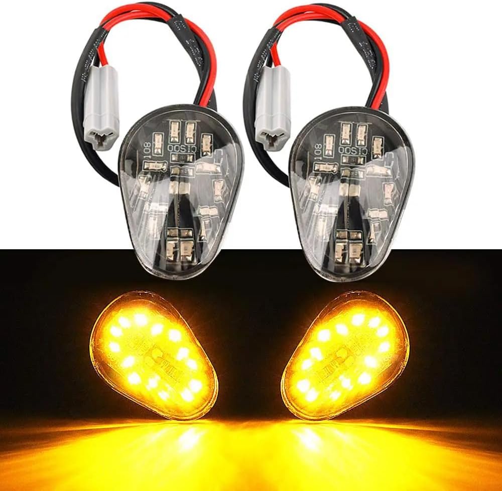 2 PCS Amber LED Turn Signal Indicator Light Lamp Flush Mount For Yamaha YZF R1 R3 R6 R6S FZ6 FZ1 FZ Fazer FZ6R FZ07 FZ8 FZ09 TMAX MT-07 MT-09 Smoked Lens