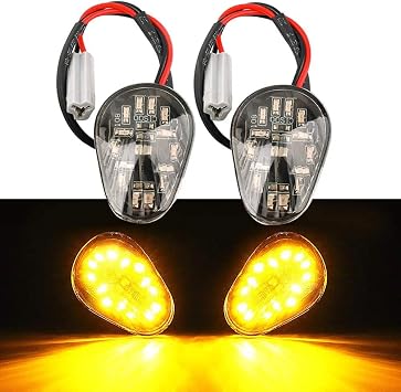 2 PCS Amber LED Turn Signal Indicator Light Lamp Flush Mount For Yamaha YZF R1 R3 R6 R6S FZ6 FZ1 FZ Fazer FZ6R FZ07 FZ8 FZ09 TMAX MT-07 MT-09 Smoked Lens