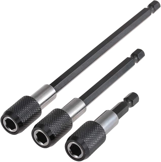 KATUR 60-150mm Magnetic Screwdriver Bit Holder, Quick Change Release Drill Bit Extension Bit Set, Bar Socket Screwdriver Bit Holder, 1/4 Inch Hex Shank for Screws, Nuts, Drill Driver