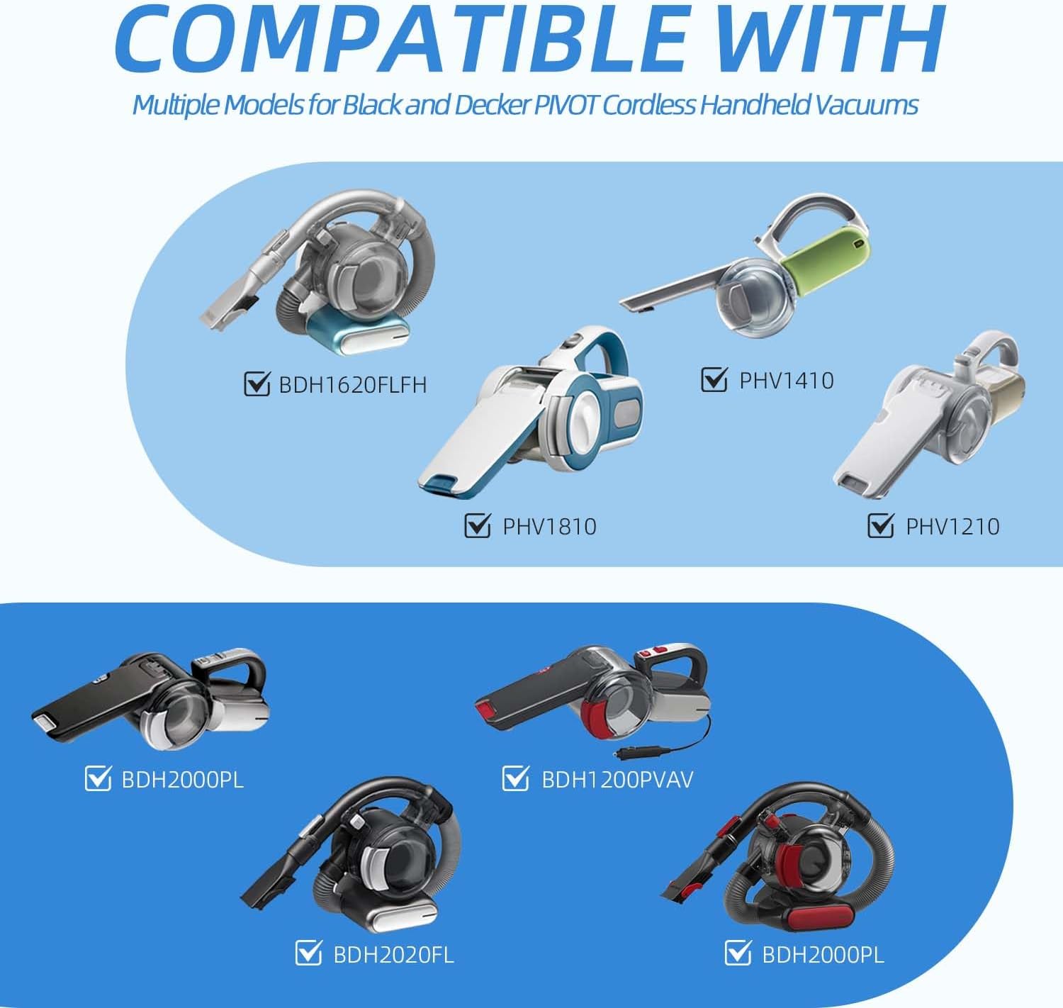 8 Pack PVF110 Hepa Replacement Filter for Black&Decker Handheld Pivot Vac BDH2000PL,BDH2020FLFH,PHV1210,PHV1410,PHV1810,BDH1620FLFH,Part to 90552393 - Image 2