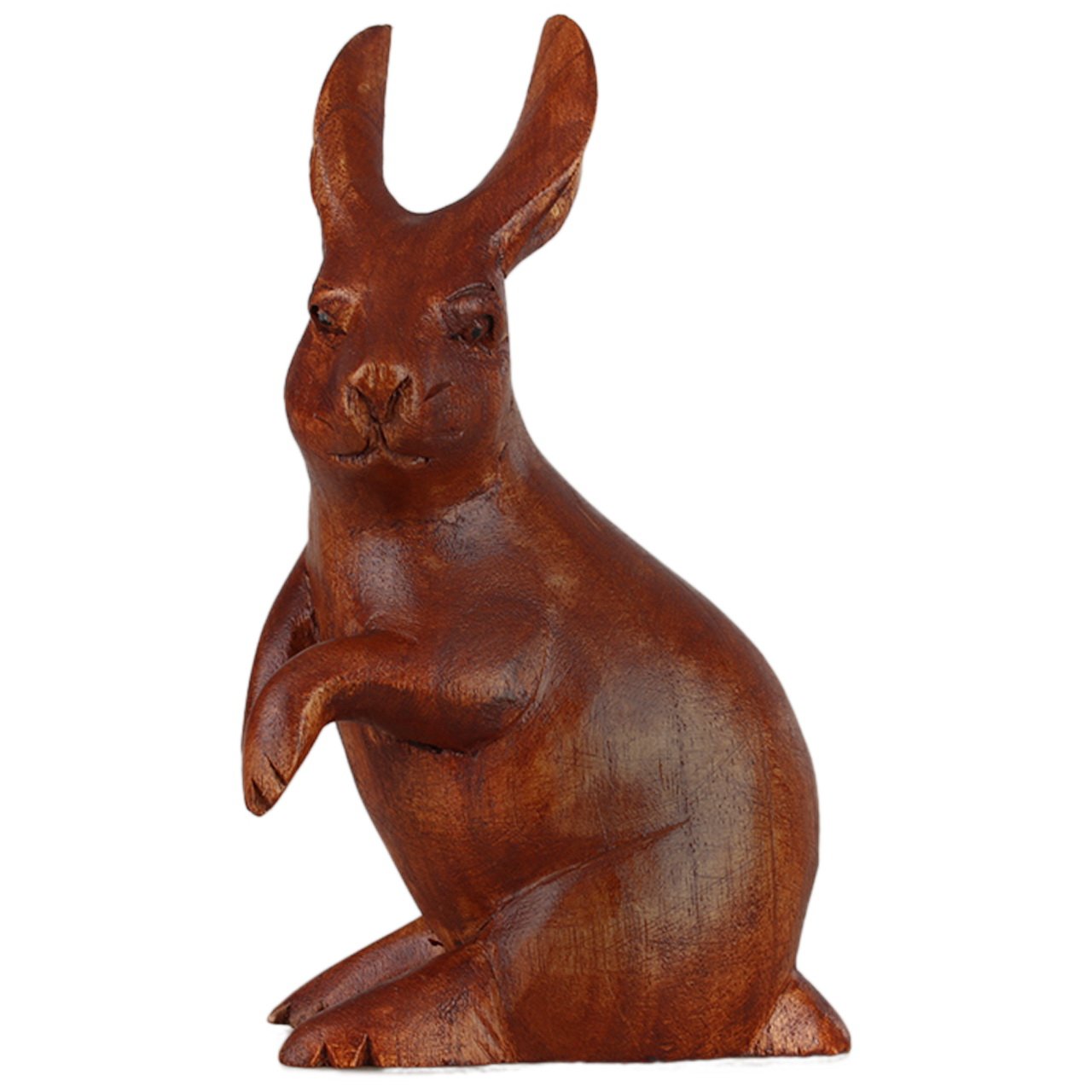 ART-CRAFT Holz-Hase Schnitzerei aus Suar Holz dunkel gebeizt