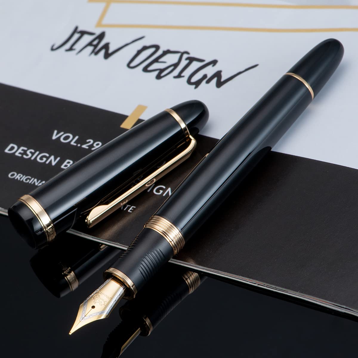 erofa Jinhao X850 Fountain Pen Medium Nib with Converter, Black