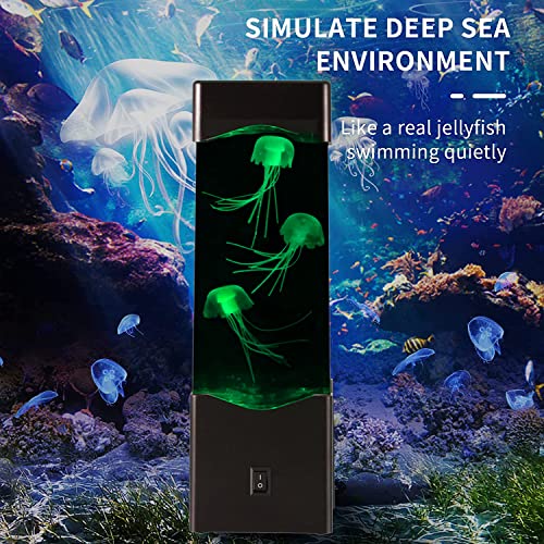 Gifts For Adults Kids, Multi-Color Jellyfish Lava Lamp, Usb Powered Aquarium Night Lights With 3 Jellyfish,Office Room Desktop Decoration, Gifts For Christmas Birthdays Holidays (Black) #TOP5