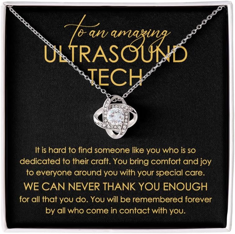 Ultrasound Tech Necklace Silver Plated Love Knot Standard - It Is Hard To Find Someone Like You - Appreciation Sonography Doctor Technician
