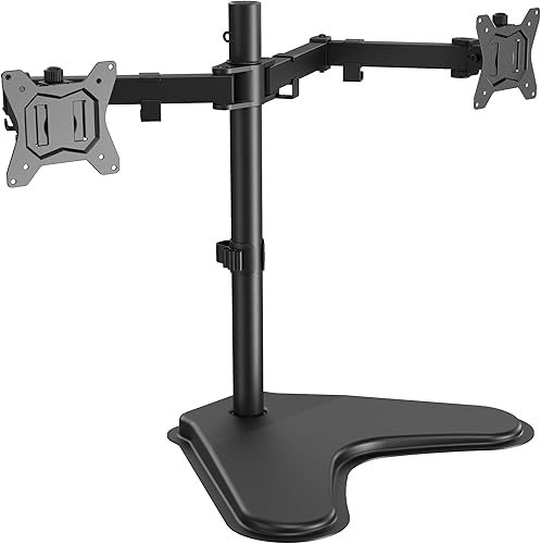 ErGear Soporte de monitor doble independiente para 2 pantallas de hasta 32 pulgadas, soporte de monitor resistente con capacidad para un máximo de