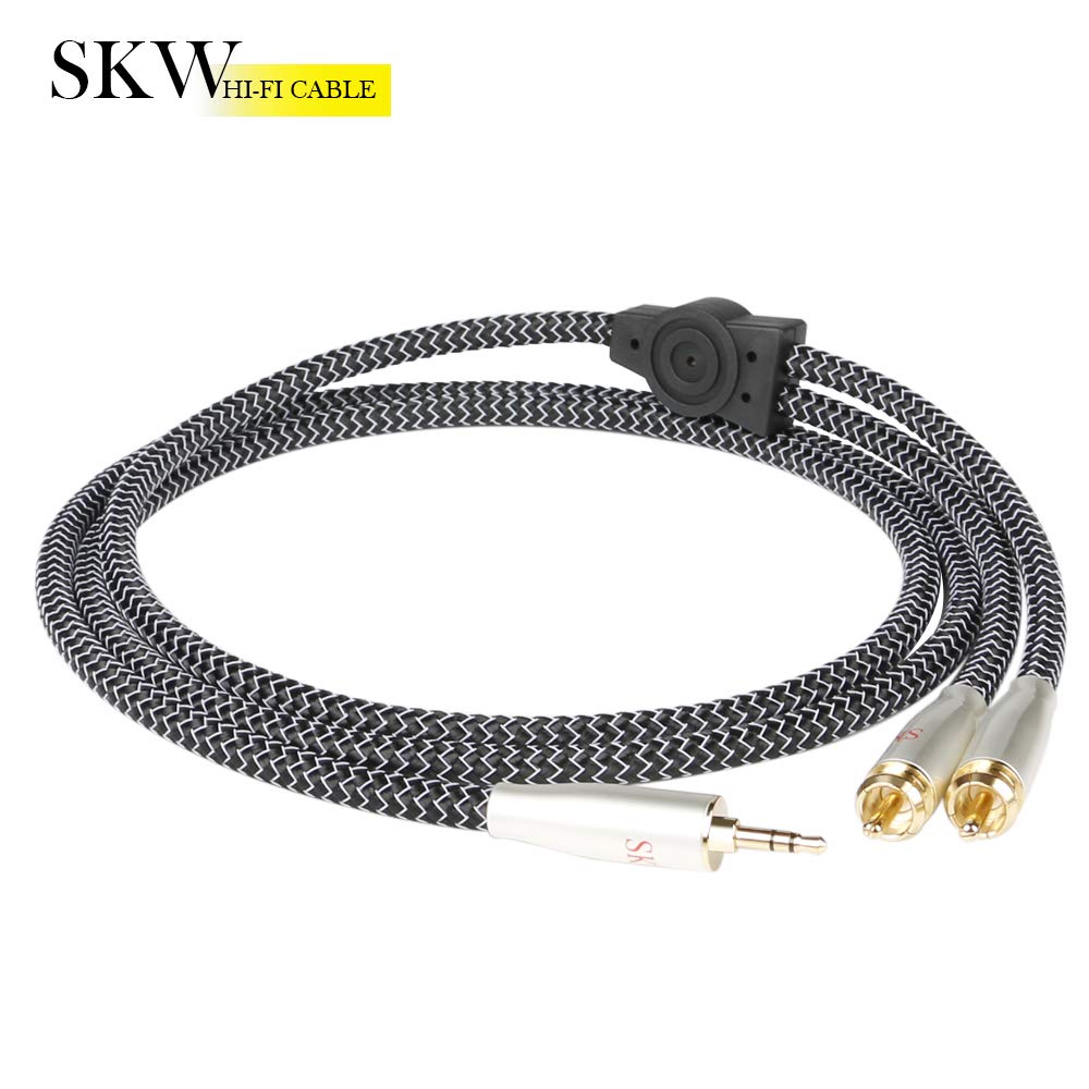 SKW Serie WG de gama alta de 3,5 mm a 2 RCA Audio Cable estéreo 6 pies/2 M