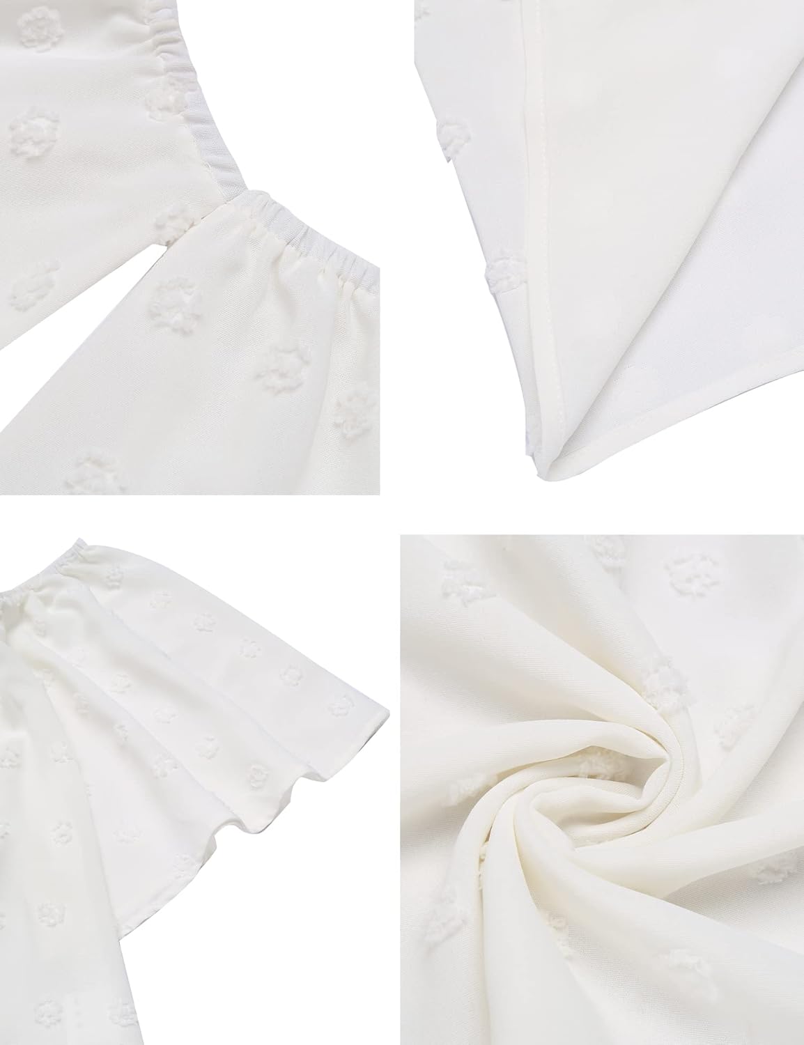 Bluetime Women Summer Off Shoulder Chiffon Blouse Ruffles Short Sleeves Tops Casual T Shirt - Image 5