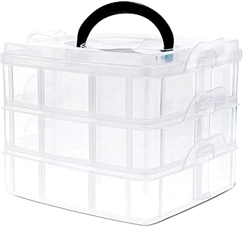 3 Layers 18 Grid Plastic Transparent Jewelry/Makeup/Cosmetic Storage Box Portable Jewelry Box Accessories for Earrings Ring (Transparent)